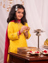 Girl's Yellow Kurta Salwar And Dupatta Set